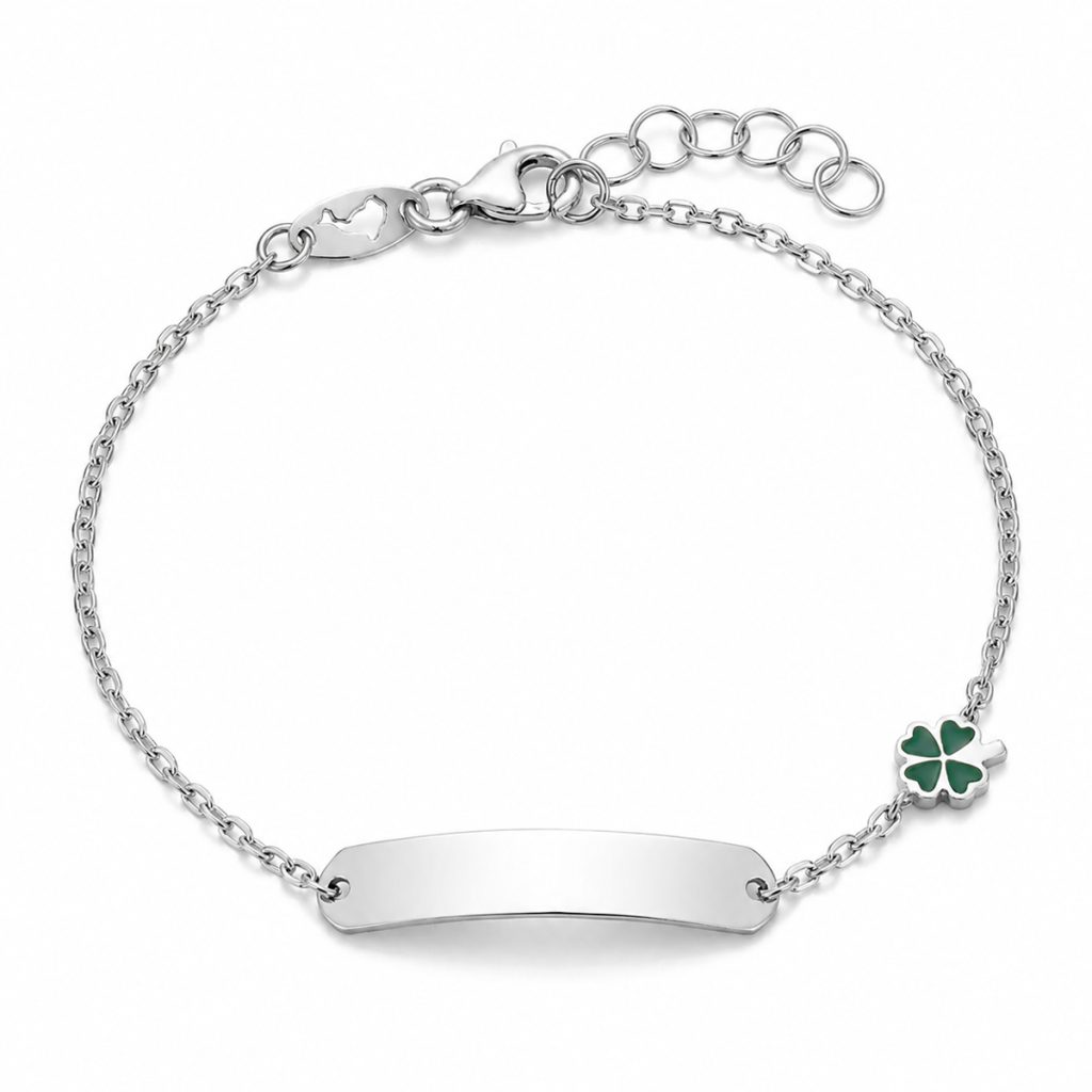Детска златна гривна LUCKY CLOVER в бяло злато