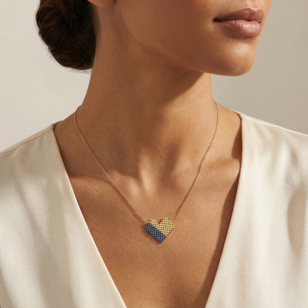 Диамантено златно колие AURELIA HEART 14К със сърце