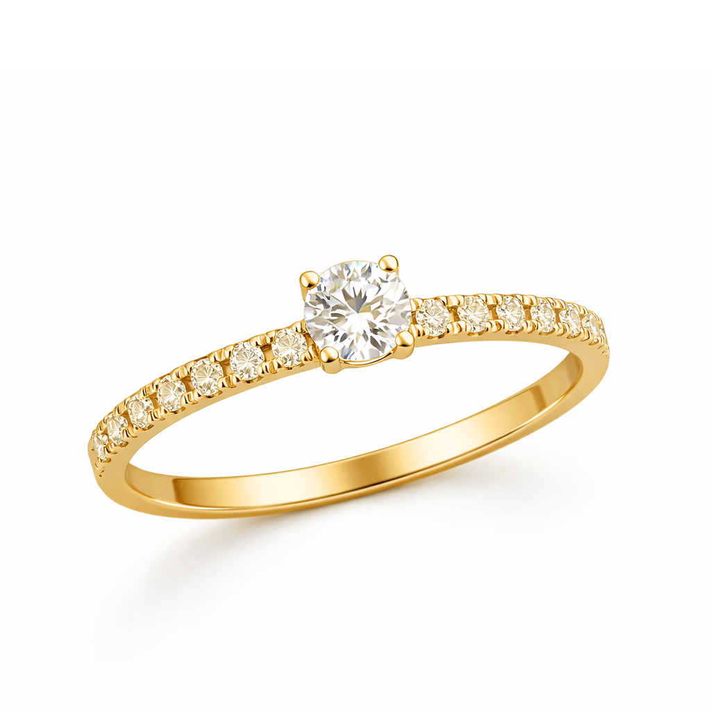 Годежен диамантен пръстен LUMINA Pavé от 14К жълто злато