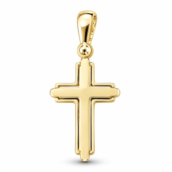 Двулицев кръст от жълто злато Double Faith