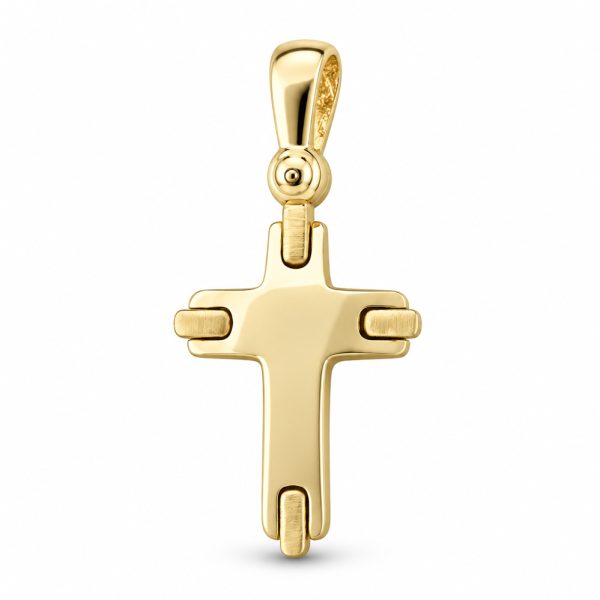Двулицев кръст от жълто злато Double Faith