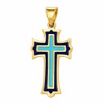 Златен кръст със син и тюркоазен емайл AEGIS CROSS