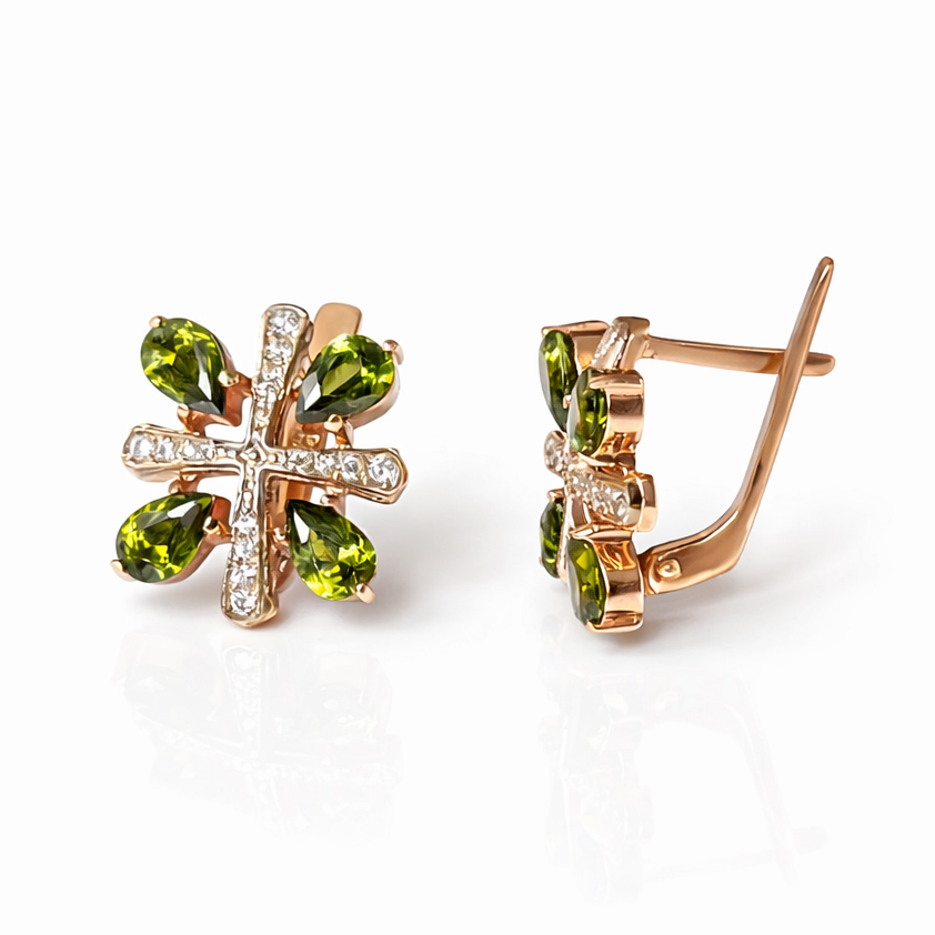 Розово злато обеци с перидот