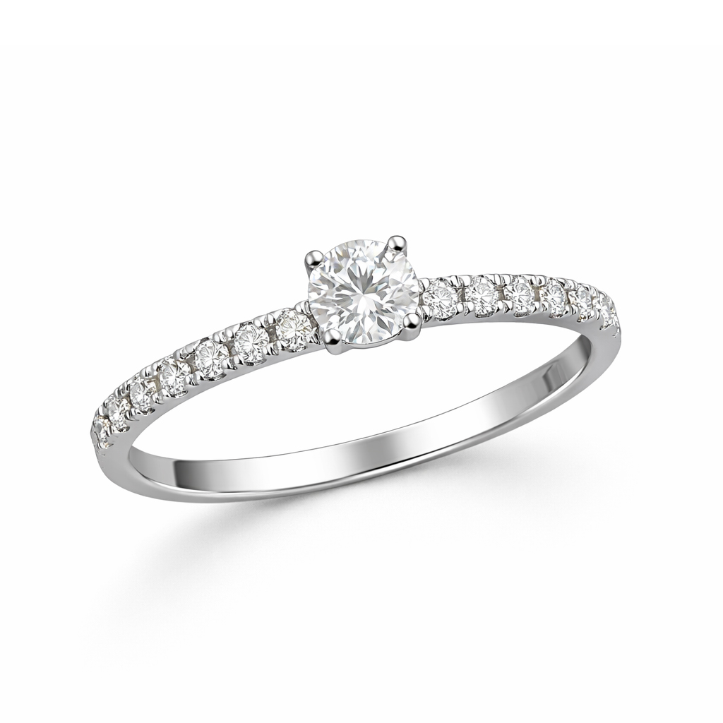 Годежен диамантен пръстен LUMINA Pavé от 14К бяло злато