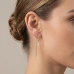 Висящи обеци Lumi Drop от жълто злато с циркон