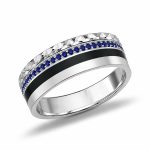 Пръстен бяло злато със сини камъни NOIR SAPPHIRE