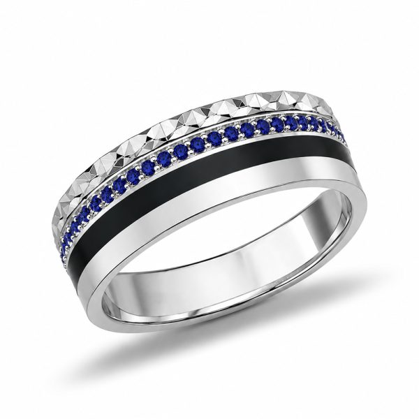 Пръстен бяло злато със сини камъни NOIR SAPPHIRE | 14К