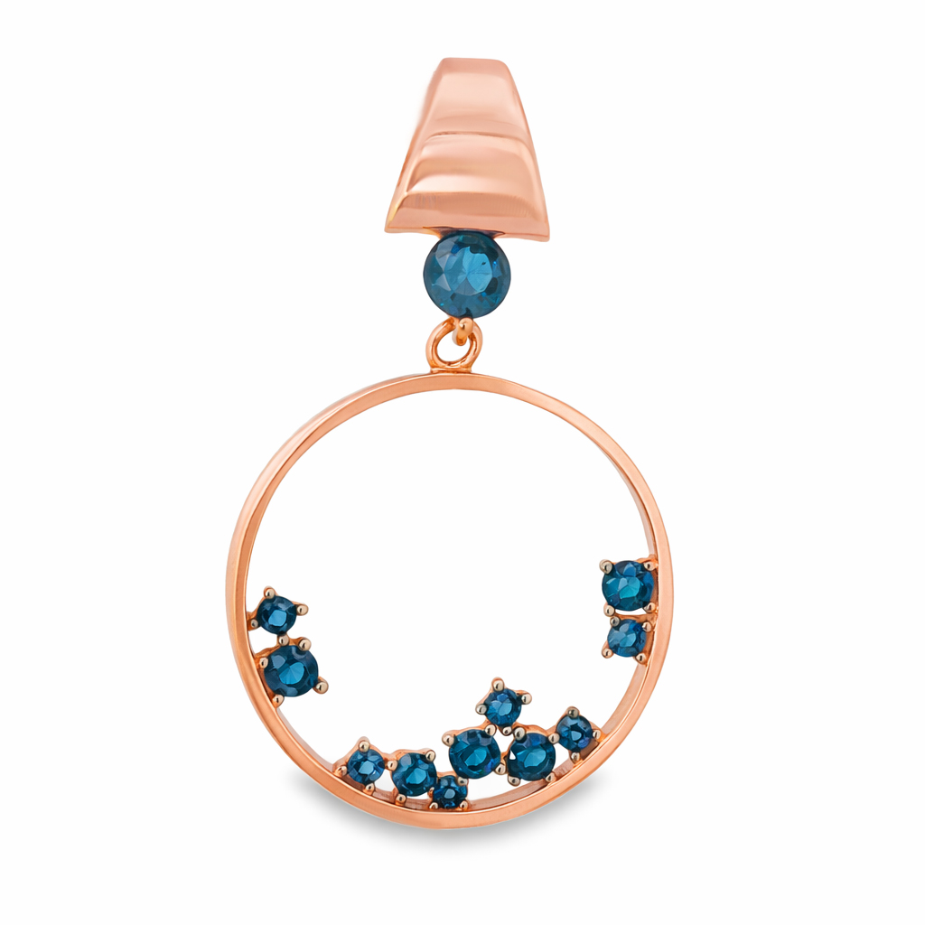 Розово злато висулка с камъни лондон топаз.