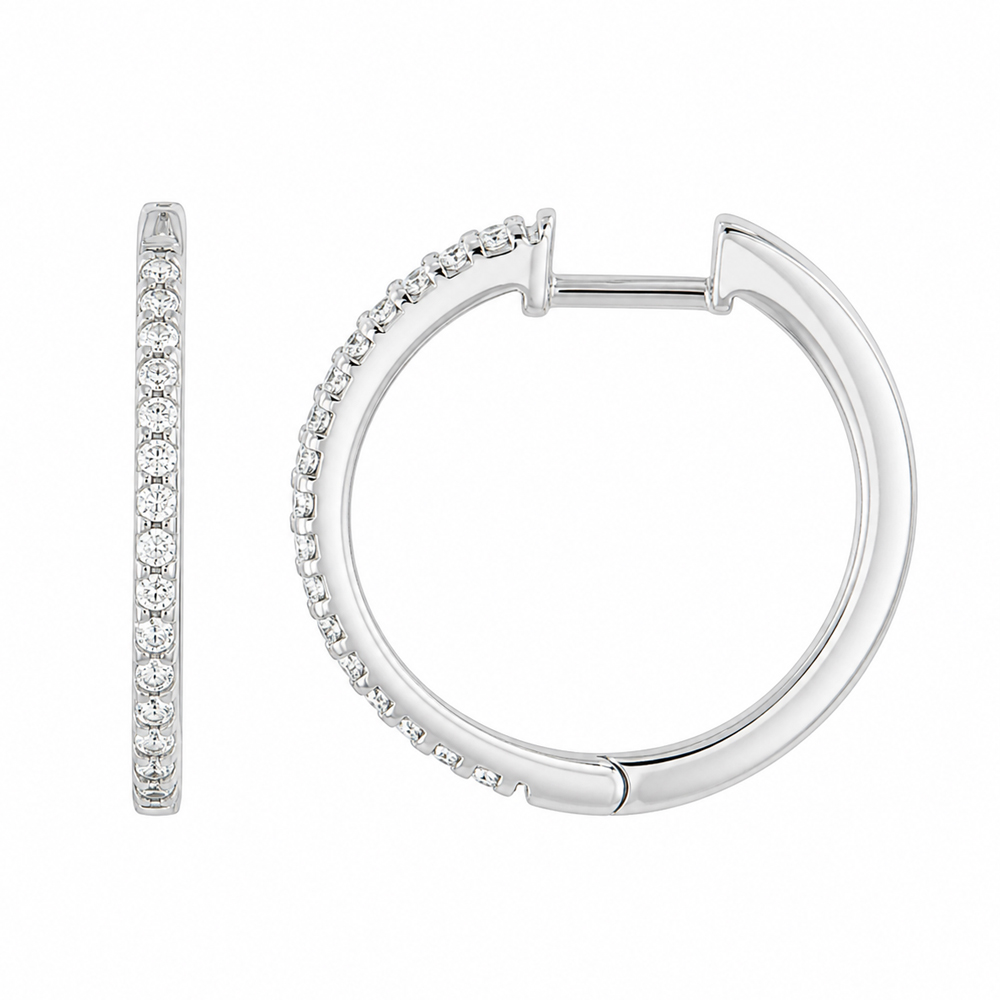 Златни обеци Crystal Line Hoops White