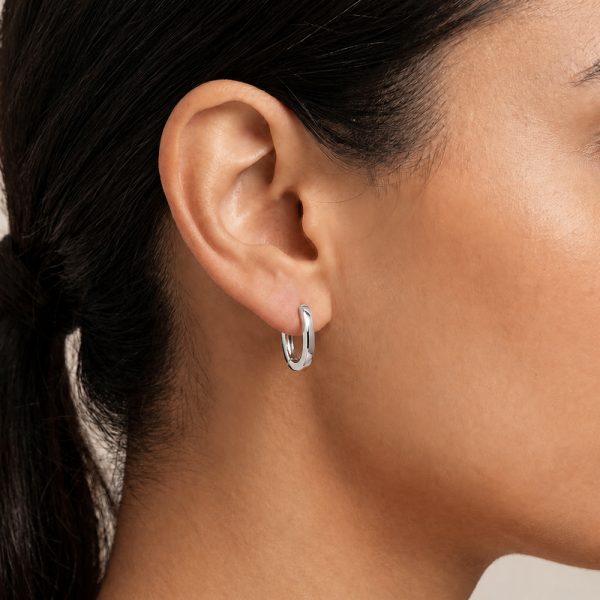 Халки бяло злато Classic Hoops – класически обеци