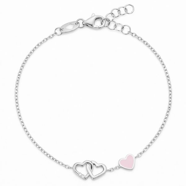 Детска гривна от бяло злато ÉLORA HEARTS с двойно сърце