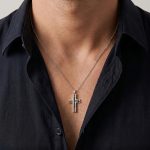 Кръст бяло злато с оникс Black Cross
