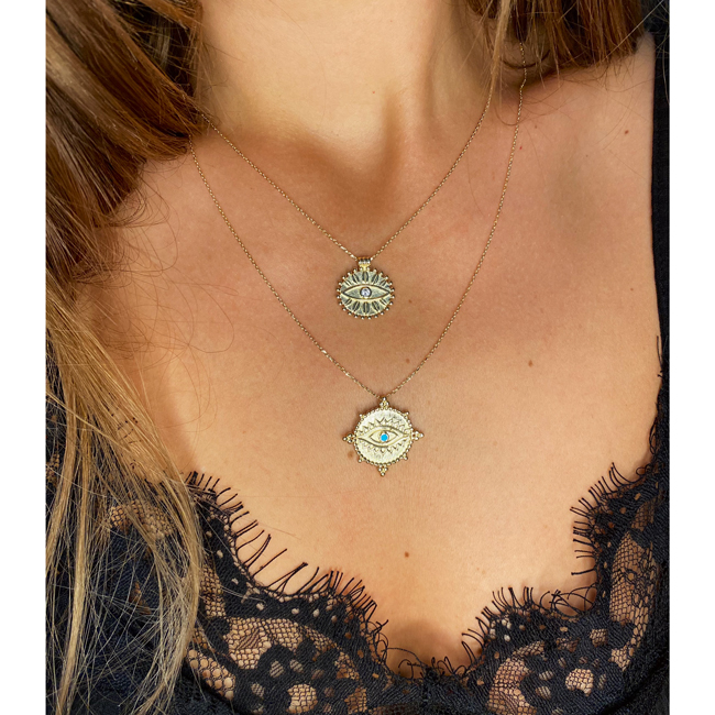 Yellow gold necklace with HAMSA pendant 