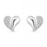 Обеци сърце бяло злато с циркони Golden Heart