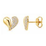 Обеци сърце жълто злато с циркони Golden Heart
