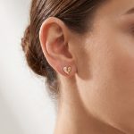 Обеци сърце жълто злато с циркони Golden Heart