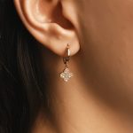 Висящи обеци Clover Glow от розово злато