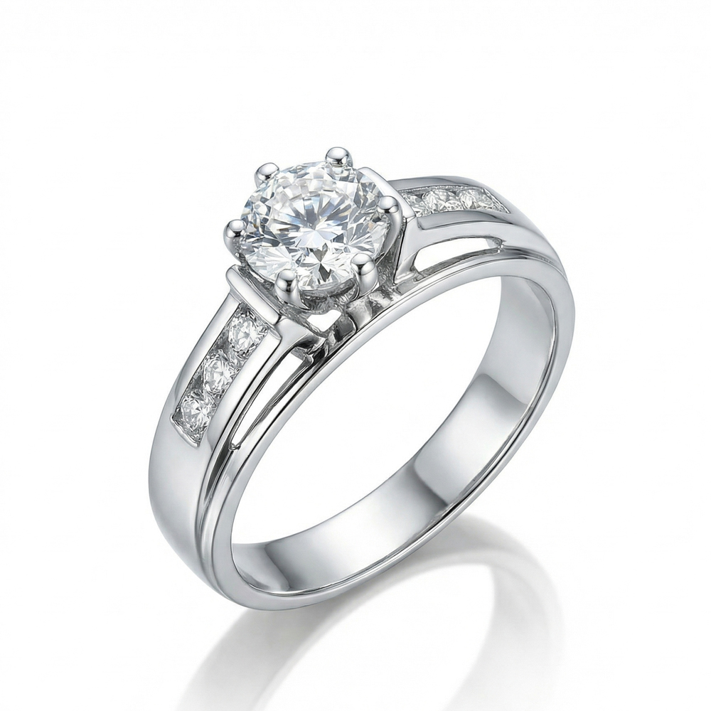 Годежен пръстен с диаманти от бяло злато DAYANA