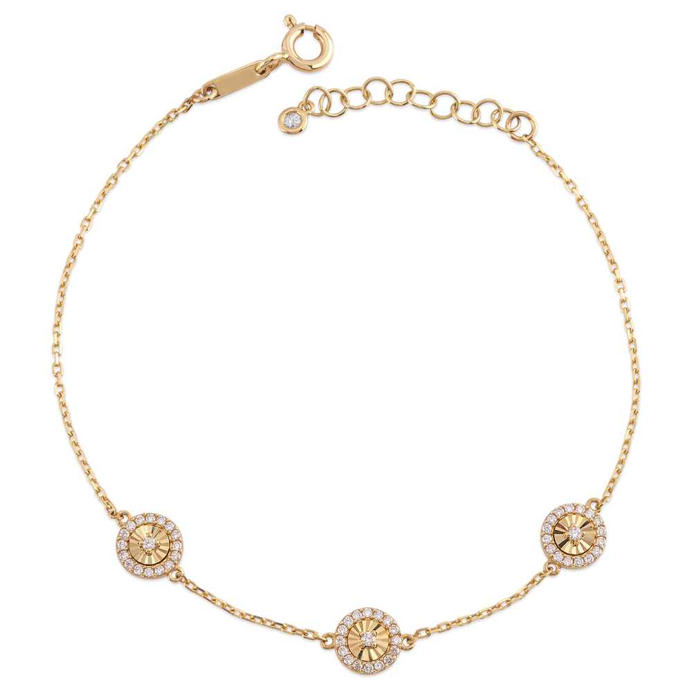 Златна гривна с циркони Éclat Solaris розово злато