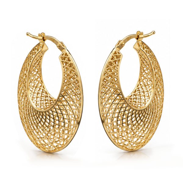 Златни висящи обеци Golden Mesh | Ажурен дизайн | GOLD ADDICTED