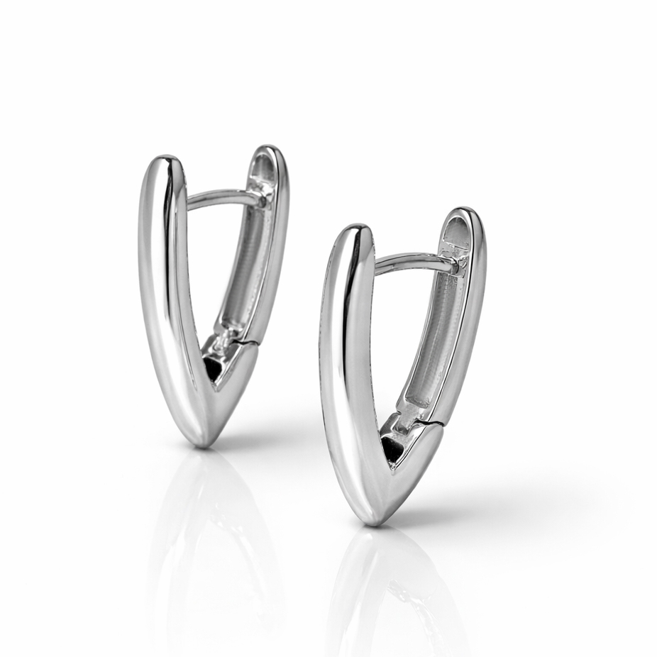 Златни обици от бяло злато без камъни .Бяло злато обеци без камъни VIKI