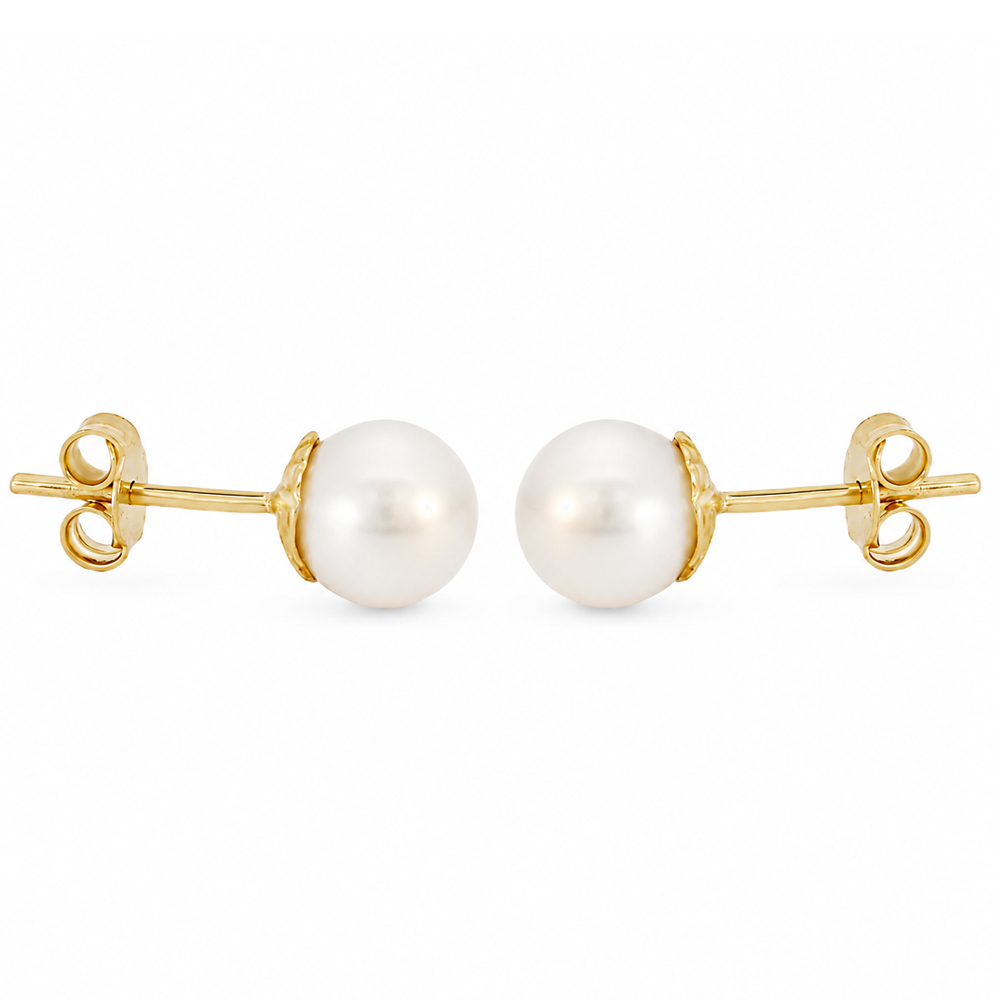Златни обици с перла на винт PEARLÉ VINTAGE