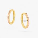 Златни халки с розов циркон Pink Crystal Hoops