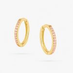 Златни халки с розов циркон Pink Crystal Hoops