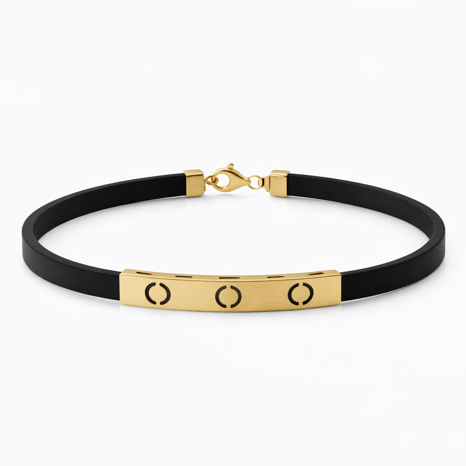 Мъжка гривна с жълто злато и силикон MAISON