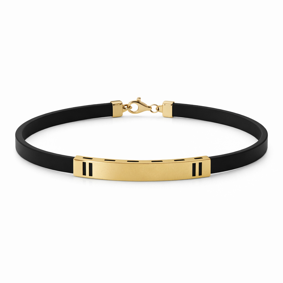 Мъжка гривна със силикон Kevin . Гривна със злато и силикон за мъж