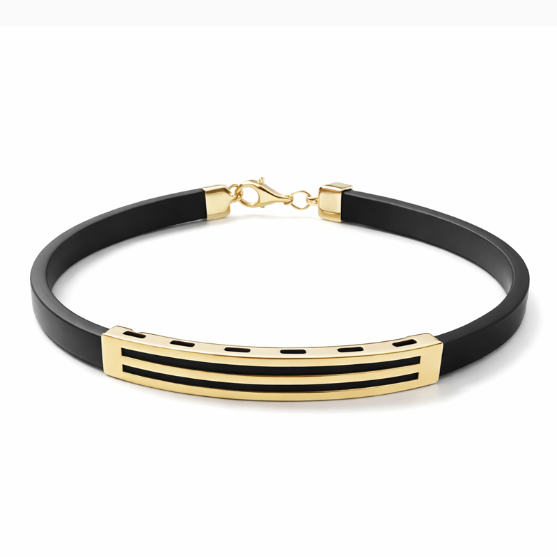 Мъжка златна гривна със силикон Noah