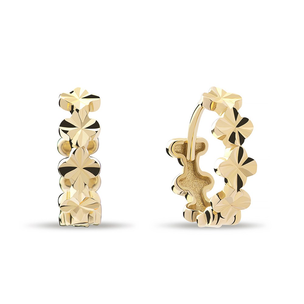 жълто злато обици без камъни с лазерна обработка lisa