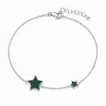 Бяло злато гривна GREEN STAR