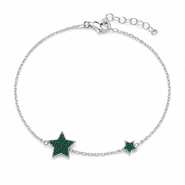 Бяло злато гривна GREEN STAR