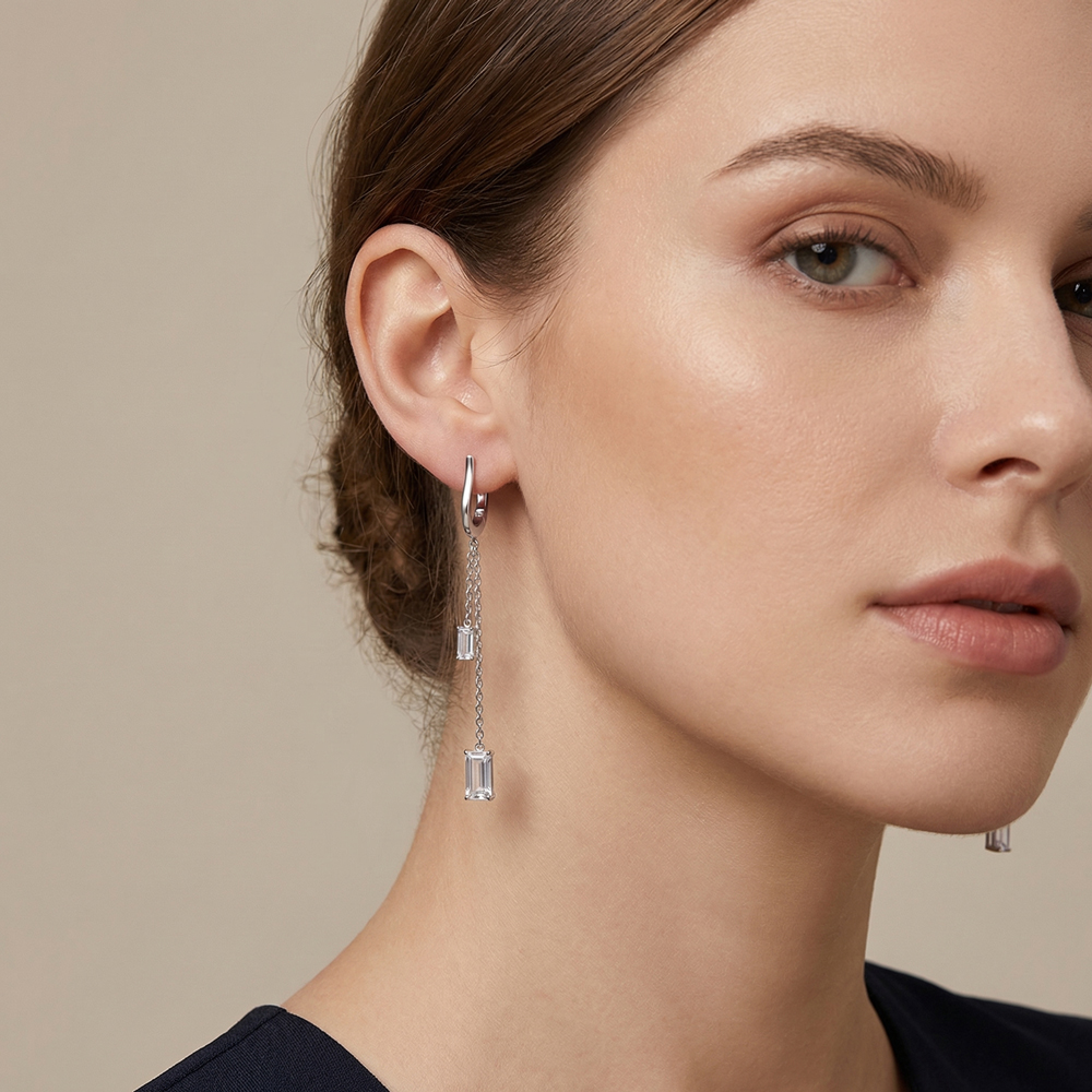 Висящи обеци бяло злато MIA