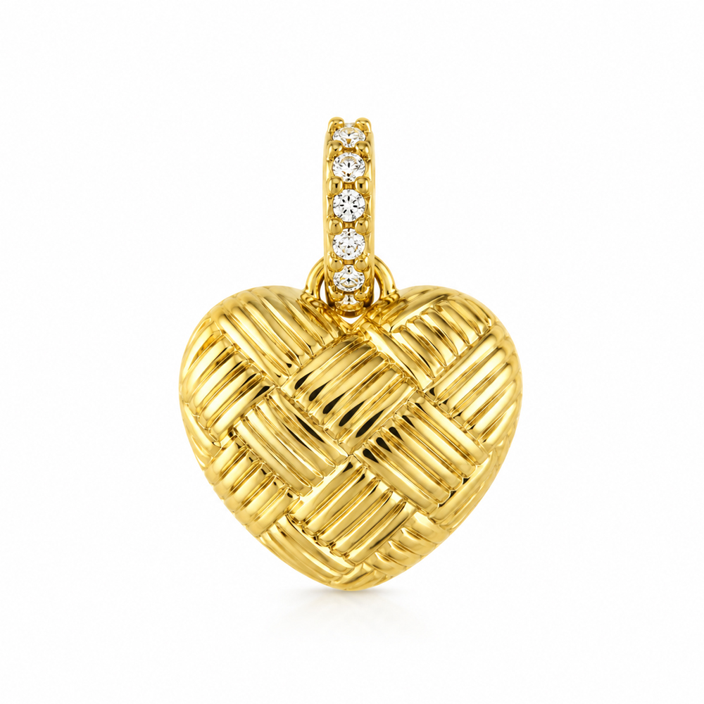Златна висулка сърце Woven Heart