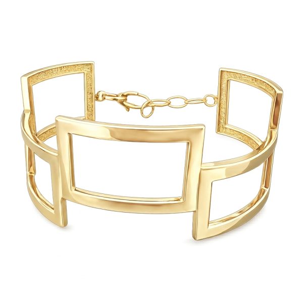 Твърда златна гривна LUXORA FRAME | 14К геометрична гривна