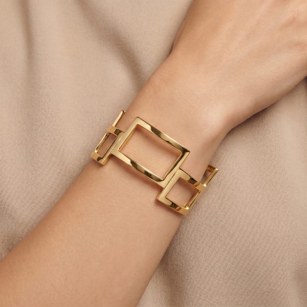 Твърда златна гривна LUXORA FRAME | 14К геометрична гривна