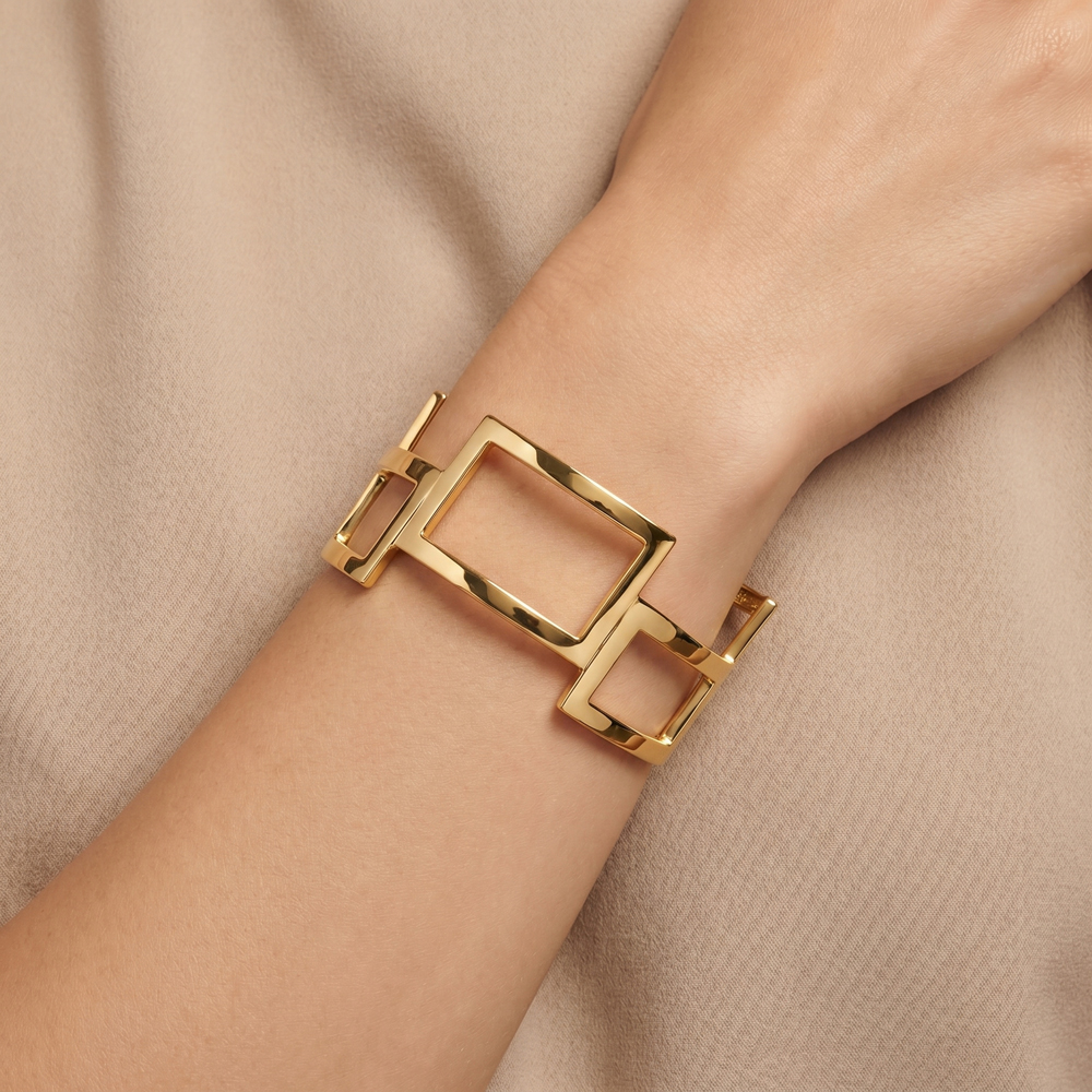 Твърда златна гривна LUXORA FRAME 