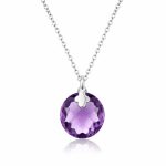 Златно колие с аметист Violet Clover от бяло злато