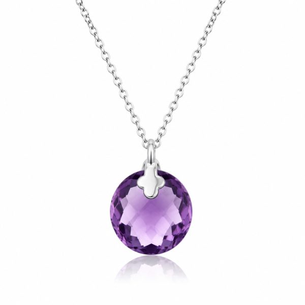 Златно колие с аметист Violet Clover от бяло злато