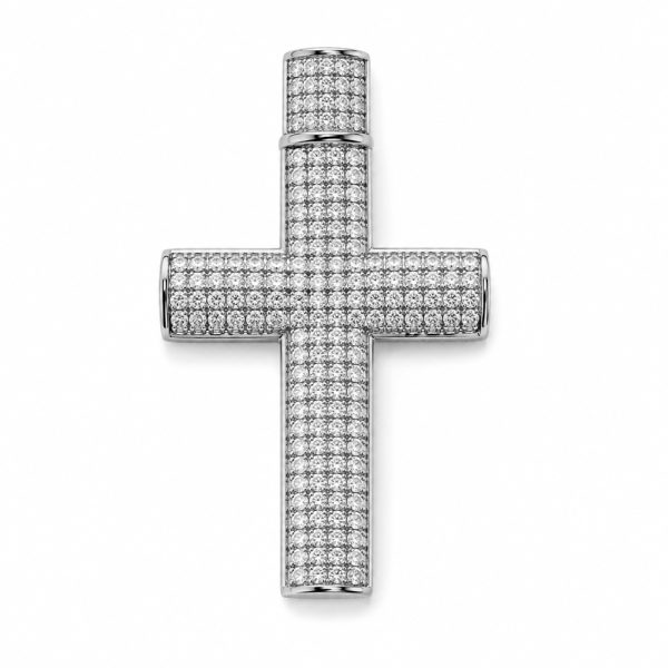 Кръст от бяло злато с цирконии Crystal Cross White