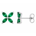 Обеци бяло злато с изумруди Emerald Blossom
