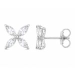 Обеци бяло злато с циркони Crystal Blossom
