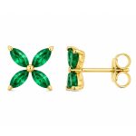 Обеци жълто злато с изумруди Emerald Blosso