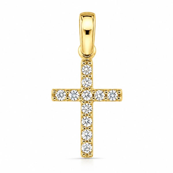 Златен кръст с цирконии Crystal Faith – елегантна висулка