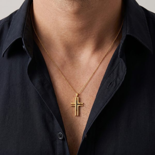 Златен кръст с черен оникс Black Cross
