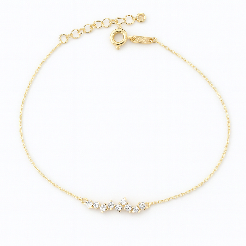 Златен гривна с от жълто злато с камъни цирон