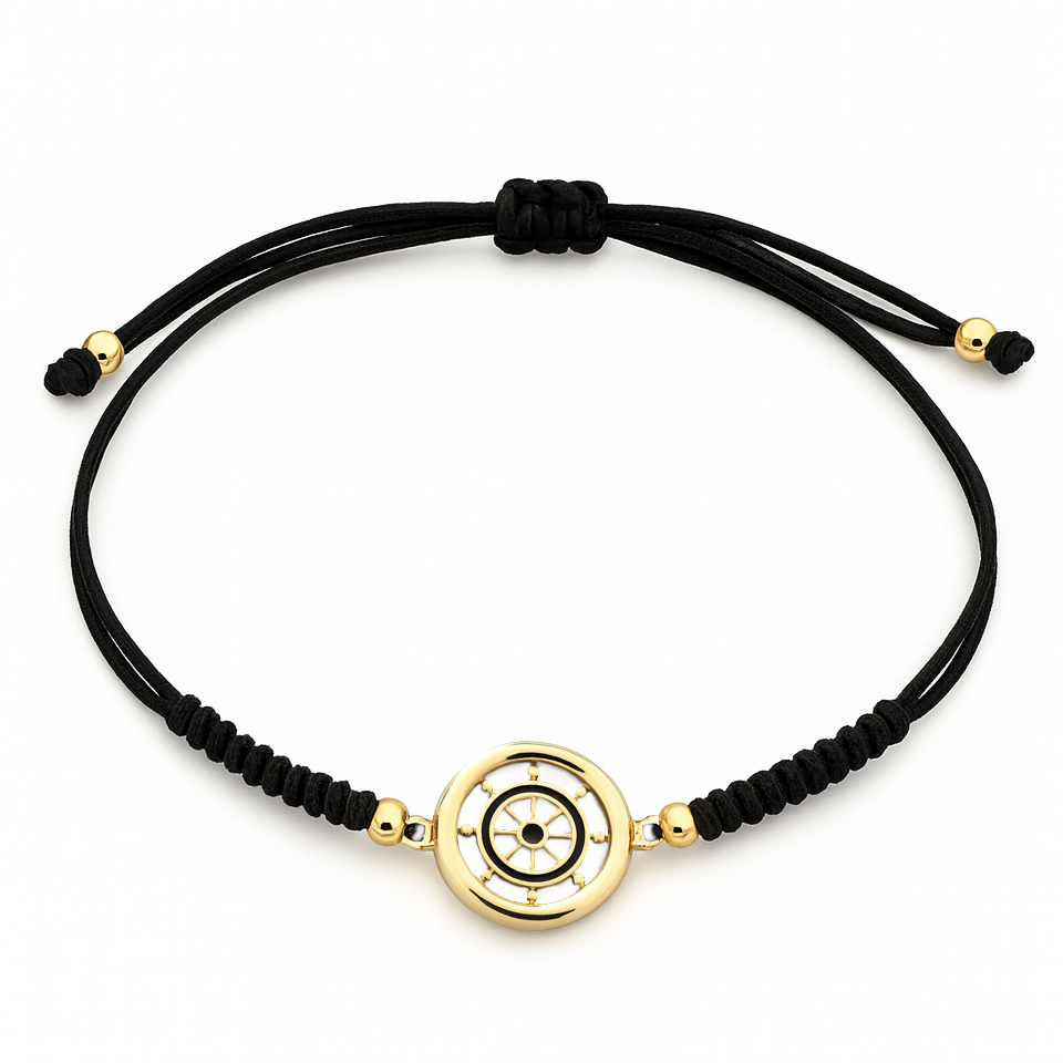 Плетена гривна с рул от жълто злато за мъж и жена