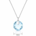 Златно колие със син топаз Azure Clover от бяло злато